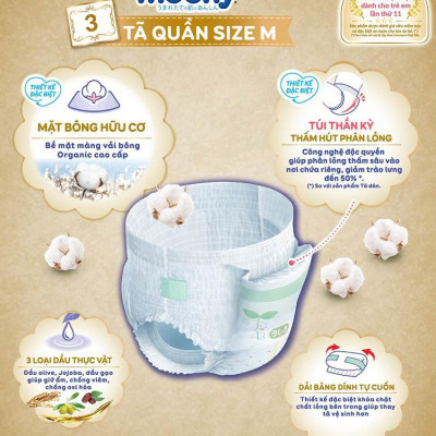 COMBO 2 Bỉm - Tã quần Moony Natural size M 46 miếng (Cho bé 5 - 10kg)