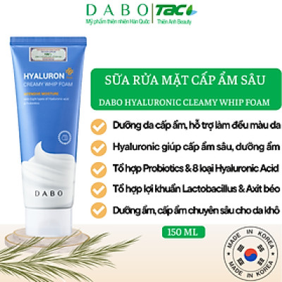 Sữa Rửa Mặt DABO Hyaluron Creamy Whip Foam Làm Sạch Da Cấp Ẩm Sâu Dành Cho Da Khô 150ml