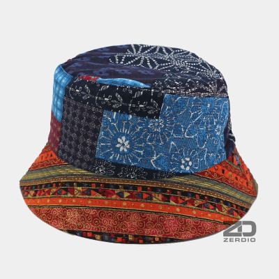 Nón tai bèo vành tròn, Mũ bucket thổ cẩm 2 mặt vải cotton cao cấp cho cả nam và nữ