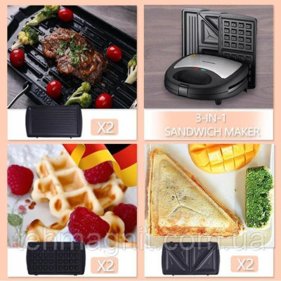 Máy Làm Bánh 3 Trong 1 thương hiệu DSP KC1049 - 3 loại vỉ nướng - Công suất: 750W - Hàng Nhập Khẩu