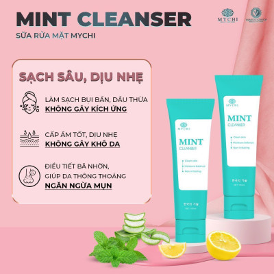 (mới)5 LỌ Sữa rủa mặt Mychi mint cleanser phiên bản to 100ml gấp 3,5 lần