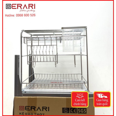 {Hàng chính hãng} Kệ dao thớt chai lọ Gerari nan dẹt Inox 304 bóng mờ cao cấp