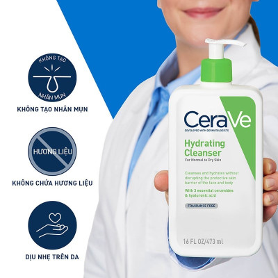 Sữa Rửa Mặt Dịu Nhẹ Cho Da Khô CeraVe Hydrating Cleanser 473ml