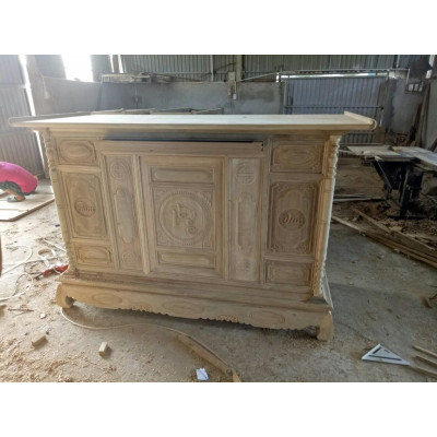 tủ thờ gỗ gụ trạm chữ phúc màu cánh gián