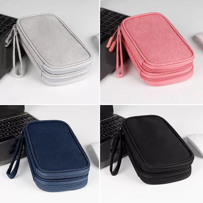 Túi phụ kiện công nghệ mini đựng pin sạc dự phòng, điện thoại, cáp sạc usb, tai nghe có quai cầm Hàng Chính Hãng miDoctor - loại 2 khoá