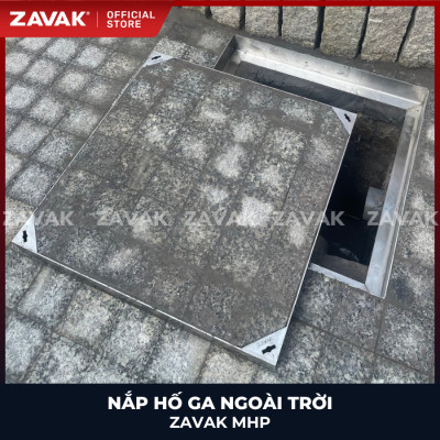 Nắp hố ga ngoài trời inox ZAVAK MHP-AA50 / KT 50x50cm, lát gạch tối đa 2cm/ tải 960kg
