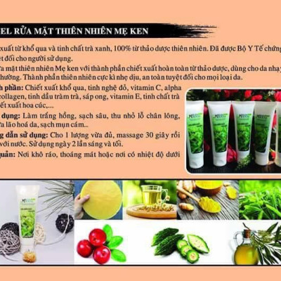 GEL RỬA MẶT CHIẾT XUẤT KHỔ QUÀ VÀ TRÀ XANH MẸ KEN 500ml- Dành cho da hỗn hợp, da nhờn, SỮA RỬA MẶT  - tặng kèm 1 khăn mặt
