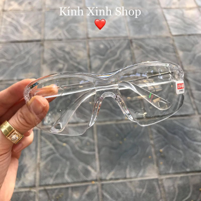 Kính Trong suốt dáng ôm chống nắng uv400, chống gió bụi, giọt bắn bảo vệ mắt tối đa