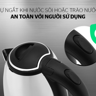 Ấm Siêu Tốc Inox SUNHOUSE HAPPY TIME HTD1055 (1.5L) - Hàng Chính Hãng