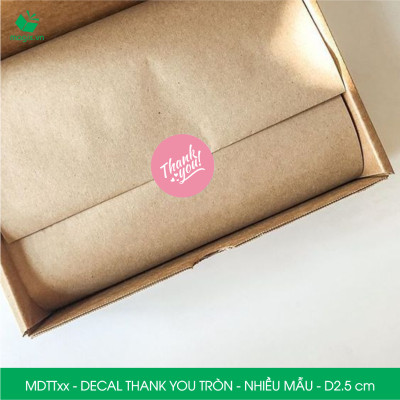 MDTT - D2.5cm - 50 Sticker Thank you, decal Thank you tròn dán hộp carton, tem cám ơn, nhãn dán cảm ơn trang trí gói hàng - Nhiều màu