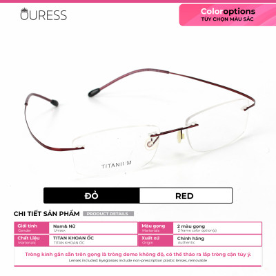 Gọng kính khoan ốc b667 hợp kim thời trang nam nữ siêu nhẹ sieu bền OURESS