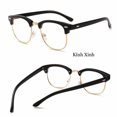 Kính Gọng Mắt Vuông Nửa Viền Gọng Nhựa Dẻo Cổ Điển
