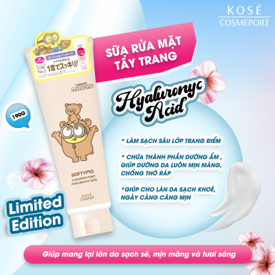 Phiên Bản Giới Hạn Minions Sữa Rửa Mặt Tẩy Trang Dưỡng Trắng Da Kose Softymo Cleansing Foam 190 G (2 loại)