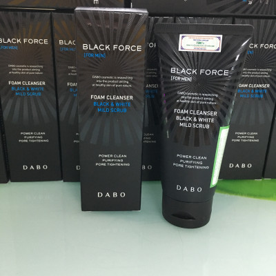 Sữa Rửa Mặt Dành Cho Nam Dabo Black Force Foam Cleanser Black & White Mild Scrub Kháng Khuẩn, Ngừa Mụn, Sạch Nhờn Có Hạt Massage (120ml)