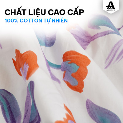 Bộ Ga Giường Mền Chần Bông 5 Món Sweet Flowers Mềm Mại 100% Cotton Tự Nhiên A2Z Home