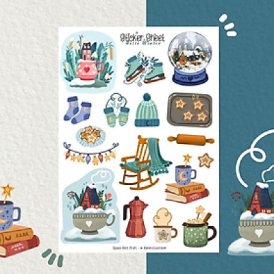 Sticker sheet hello winter - chuyên dán, trang trí sổ nhật kí, sổ tay | Bullet journal sticker