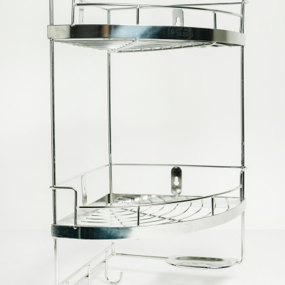 Kệ góc phòng tắm treo tường inox cao cấp sus304 không gỉ sét 2 tầng có thêm kệ xà phòng & móc treo tiện lợi (có nhiều kích thước)