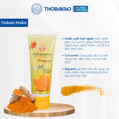 Sữa Rửa Mặt Hạt Nghệ Thorakao Ngừa Mụn 50G/100G