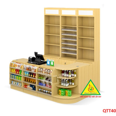 Quầy tính tiền, Bàn thu ngân cho cửa hàng tiện lợi, siêu thị mini, shop  QTT403 - Nội thất lắp ráp Viễn Đông ADV