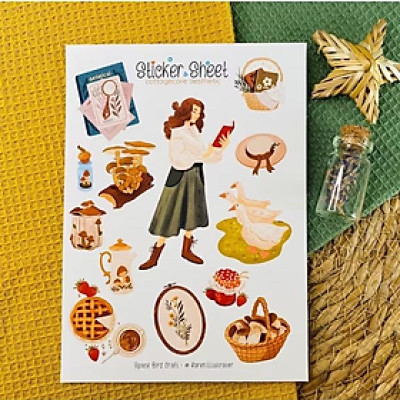 Sticker sheet cottagecore aesthetic- chuyên dán, trang trí sổ nhật kí, sổ tay | Bullet journal sticker