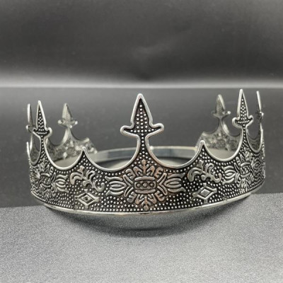 Vương miện nam tròn cao 6,5cm màu đen vân bạc