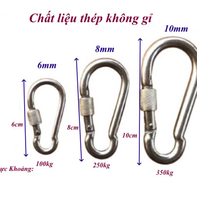 Móc khóa an toàn chốt ren Chất liệu thép mạ kẽm siêu cứng không gỉ an toàn bền bỉ chắc chắn