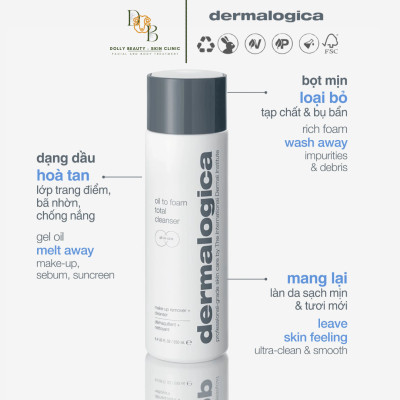 Sữa rửa mặt & tẩy trong 2 trong 1 OIL TO FOAM TOTAL CLEANSER của DERMALOGICA