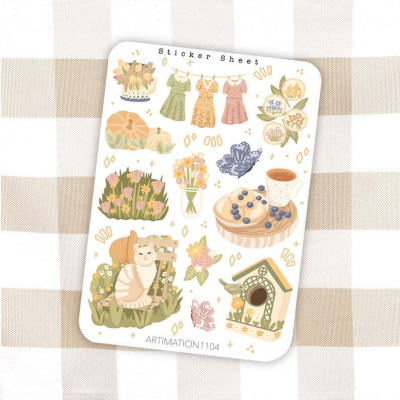 Sticker sheet tự thiết kế - hình dán sổ, nhật kí bullet journal - stc019