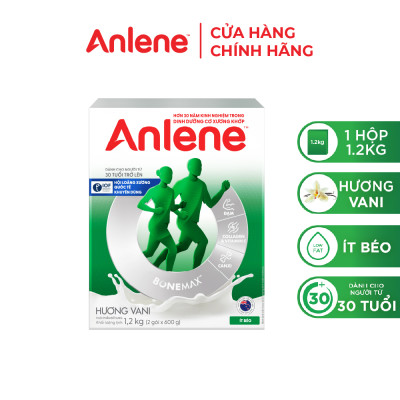 Bao bì mới - Combo 4 Sữa Bột Anlene Hương Vanilla (Hộp Giấy 1,2kg)