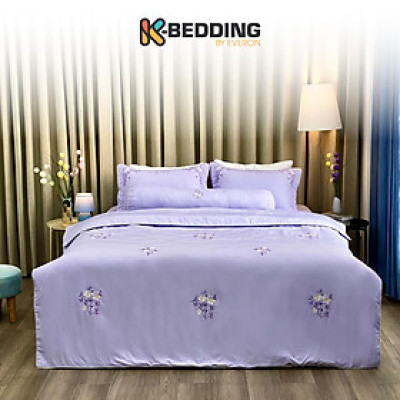 Bộ ga giường chần bông KBedding by Everon KMTS 104 Microtencel Tím (4 món)