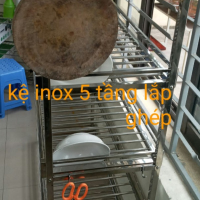 kệ để đồ nhà bếp inox dày 5 tầng c 130, d79, s 40cm 