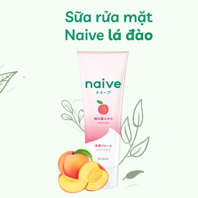 Sữa Rửa Mặt Sạch Sâu Chiết Xuất Lá Đào Kracie Naive Face Wash (Peach Leaf) - Tuýp 130G