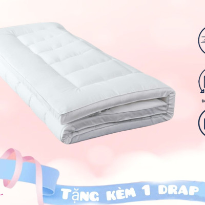 Topper khách sạn 5 sao – Nệm Topper bông Microfiber cao cấp – Tấm làm mềm nệm  - Topper lông vũ nhân tạo