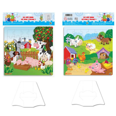 Bộ 2 Tranh Xếp Hình 36 Mảnh Để Bàn 23 x 23 cm - Minh Châu C2-011