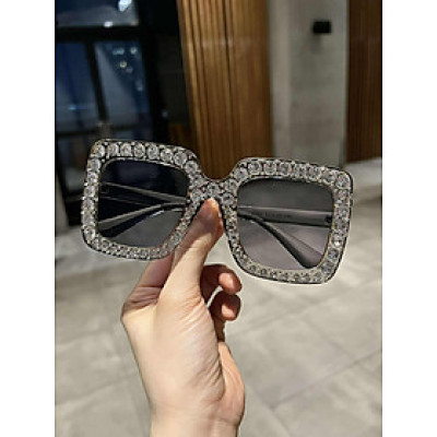 Kính râm nữ Mắt vuông đính đá sang chảnh cao cấp