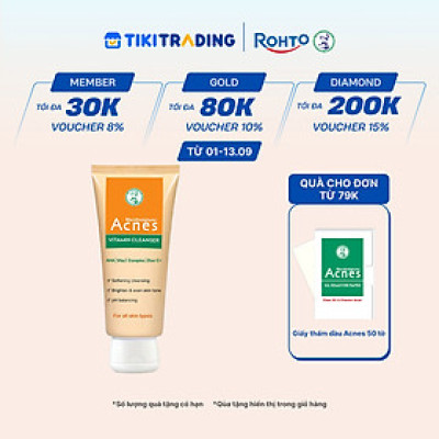 Sữa rửa mặt vitamin làm sáng da, mờ sẹo thâm dạng kem Acnes Vitamin Cleanser 100g
