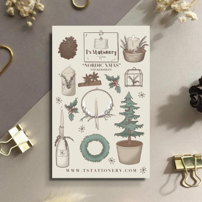 Sticker sheet nordic xmas - chuyên dán, trang trí sổ nhật kí, sổ tay | Bullet journal sticker - stc006