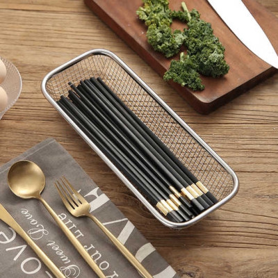 Rổ Inox Chữ Nhật Đựng Muỗng Đũa Ráo Nước Không Rỉ Sang Trọng Hạn Chế Diện Tích Gọn Gàng Tiện Lợi
