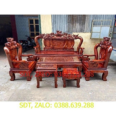 Bộ bàn ghế trạm nghê đỉnh gỗ xà cừ