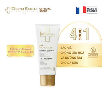 Kem Chống Nắng SPF50 PA+++ có kết hợp dưỡng ẩm ban ngày cho da dầu DERMEDEN chống lão hóa mờ đốm nâu 4 trong 1 50ml