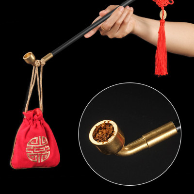Tẩu thuốc cán dài bằng gỗ và hợp kim đồng cực đẹp