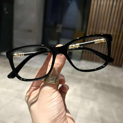 Kính mắt nam nữ dáng unisex vuông bầu gọng nhựa đen cao cấp