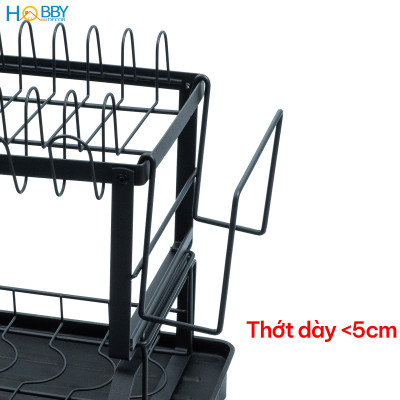 Kệ chén 2 tầng đa năng 3 trong 1 sơn đen Hobby home decor KC6