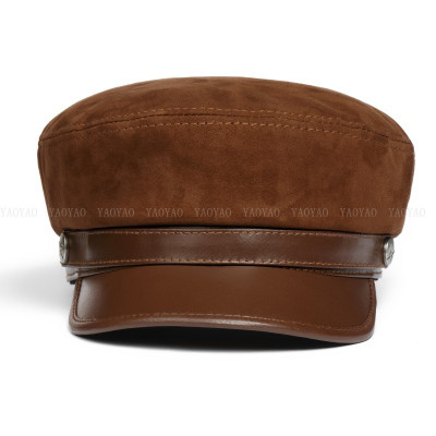 Mũ beret nữ da cừu phối da lộn cao cấp BHY1920 Nón lưỡi trai nữ phong cách Hàn Quốc