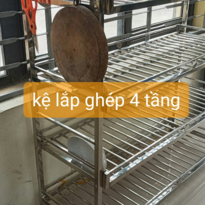 kệ để đồ nhà bếp inox 4 tầng c 100 .d104 .s40 cm 