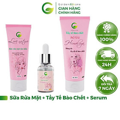 Combo Sữa Rửa Mặt Love Nature 50ML + Tẩy Tế Bào Chết Love Nature 100ML + Serum Tảo Biển Love Nature 15ML GOLDEN LIFE ONE