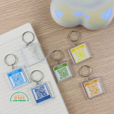  Phôi móc khóa mica MK040 33x33mm [50] (100) - Bịch (50)