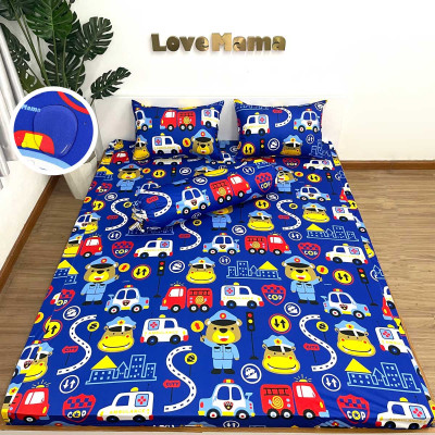 Ga chống thấm Cotton LoveMama chống thấm nước Họa tiết xe cảnh sát