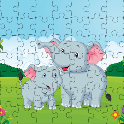 Tranh xếp hình Tia Sáng Mẹ con voi ( 63 mảnh)