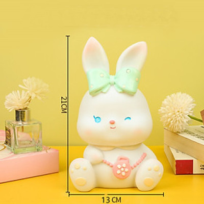 Ống Tiết Kiệm Heo Đất Thỏ Beibei Rabbit Pink,Mẫu Không Có Khe Lấy Tiền_ Hàng Chính Hãng